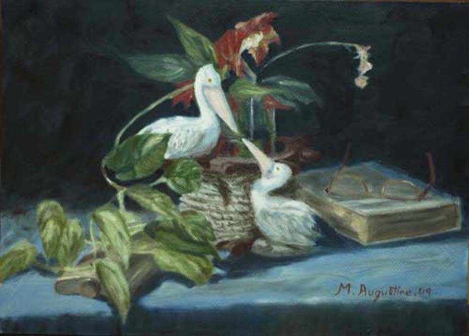 Pelicans 31x40cm Sold